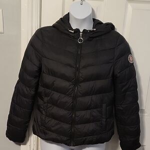 Madden Black Puffer Jacket with Quilted Design and Hood
